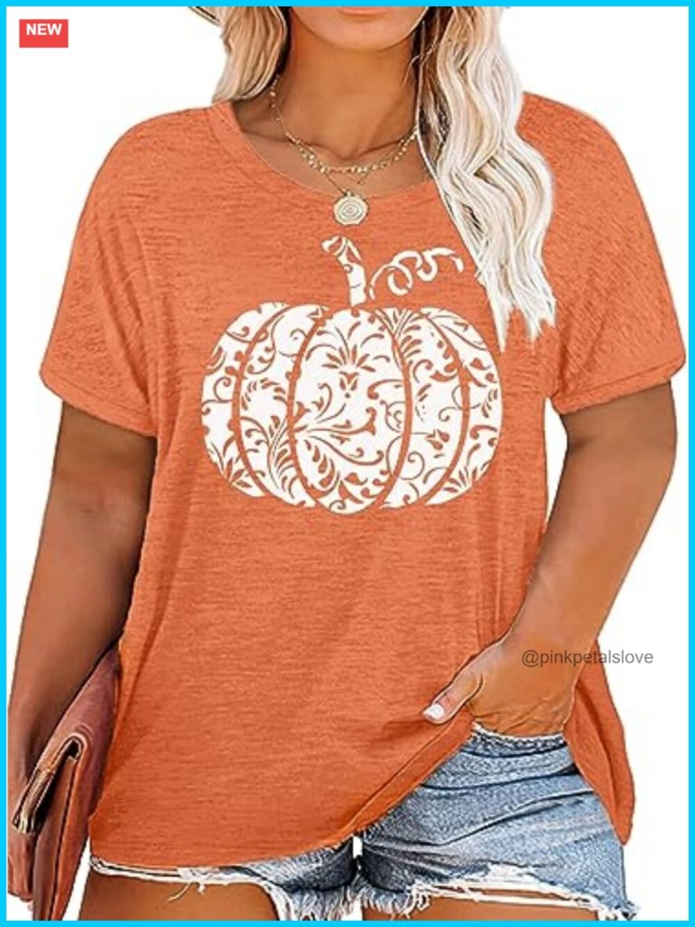 Plus Size Halloween Pumpkin Graphic T-Shirt Fall Short Sleeve Crew Neck Tee